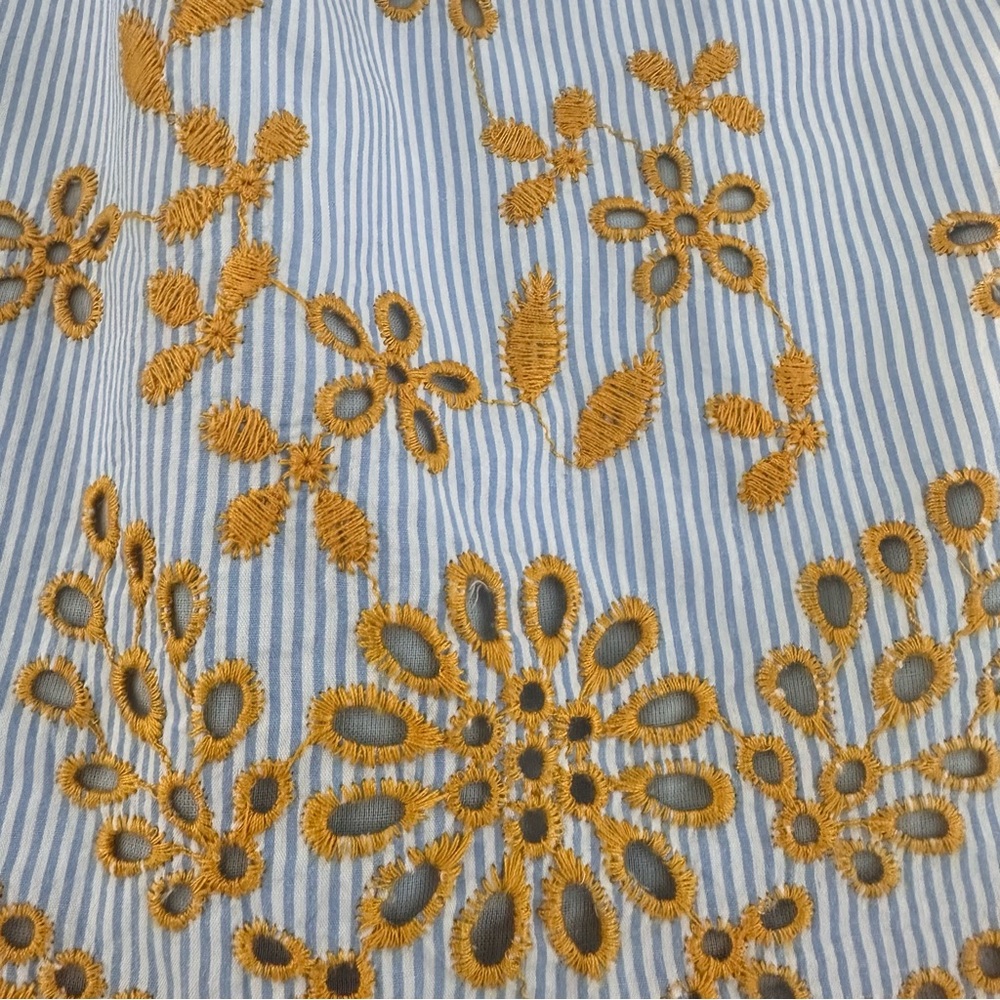 Zara Blue Yellow Bohemian Eyelet Off-Shoulder Embroidered Mini Sundress Size S - Picture 9 of 10
